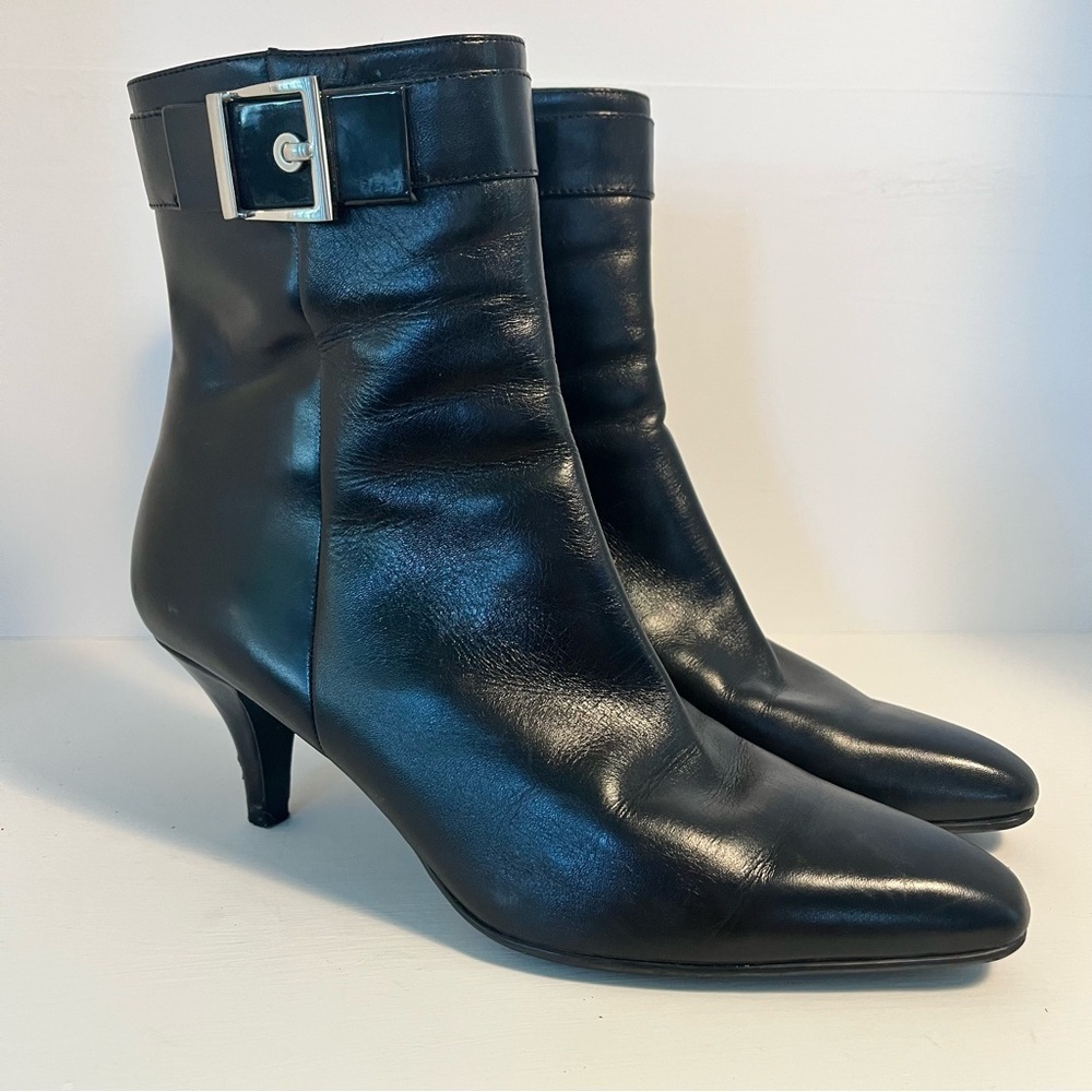 Enzo Angiolini Elegant Black Leather Ankle Boots